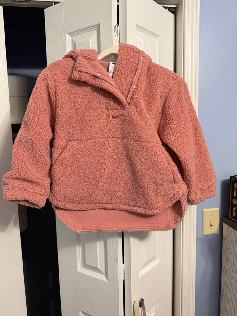 Nike Kids Coral Pink Sherpa Pullover Hoodie
